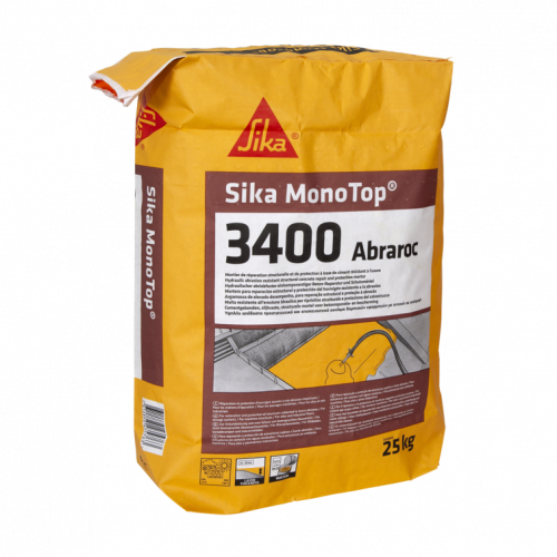 Sika MonoTop®-3400 Abraroc Цементный ремонтный раствор для структурного ремонта бетона с высокой стойкостью водному абразивному износу