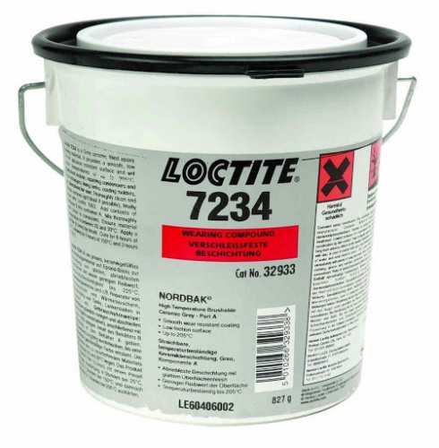 LOCTITE PC 7234 2-компонентное эпоксидное покрытие поверхности серого цвета с керамическим наполнителем, наносимое кистью, с высокой температуростойкостью, от -30 до +205 °C.